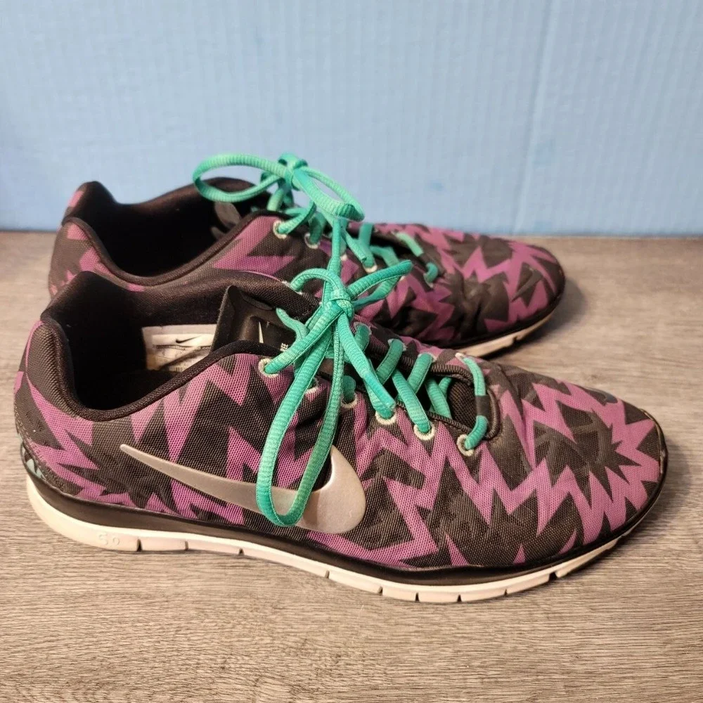 Nike Free TR Fit 3 Running‎ Race Shoes Womens US 9 Purple Black Teal Swoosh Logo